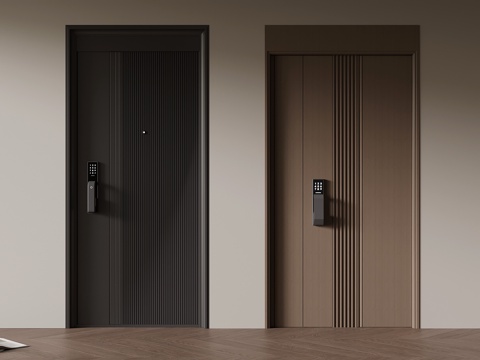 现代防盗门su模型