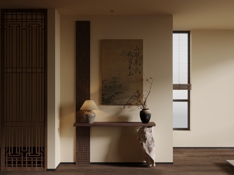 端景台 新中式条案su模型