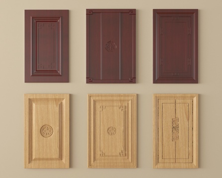  新中式柜门门板 衣柜门组合3d模型 