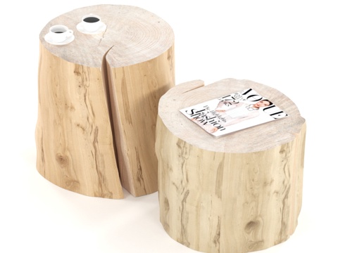  树桩制成的餐桌3d模型 