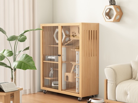  现代奶油风猫爬架 宠物架3d模型 