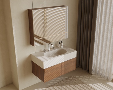 中古风浴室柜su模型