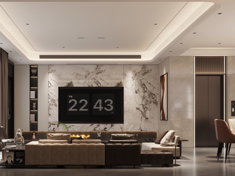  现代客厅风格3d模型 