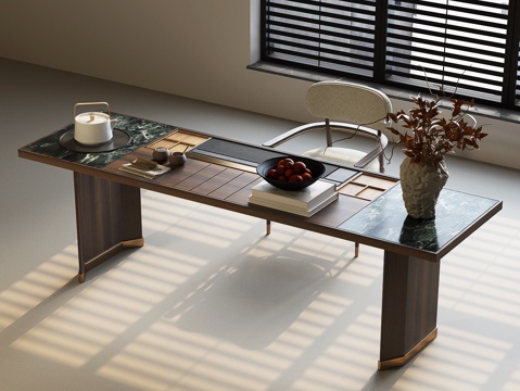  现代茶桌 现代意式茶桌 现代意式大班茶桌3d模型 