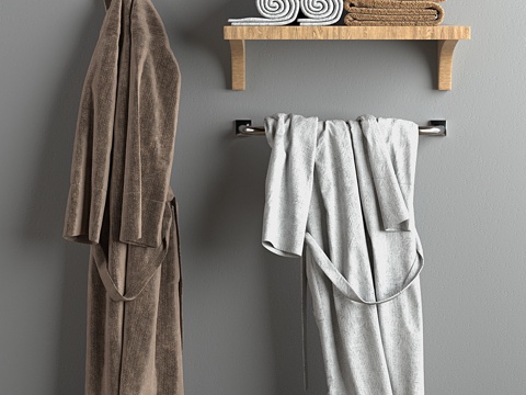  浴袍与毛巾3d模型 