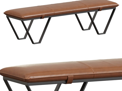  现代意式皮革长凳3d模型 
