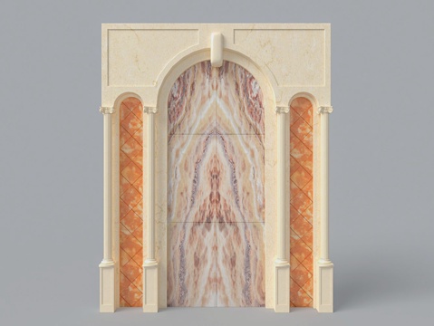  欧式大理石 罗马柱 背景墙 护墙板3d模型 