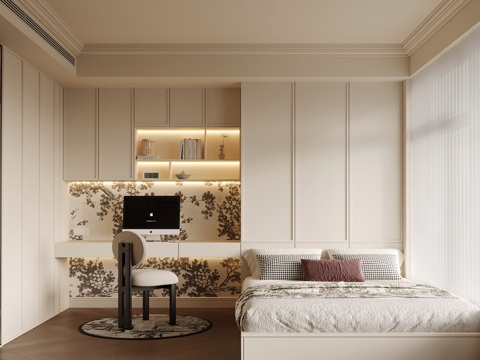  法式榻榻米卧室3d模型 