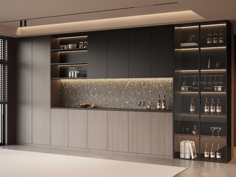  现代意式酒柜 餐边柜3d模型 