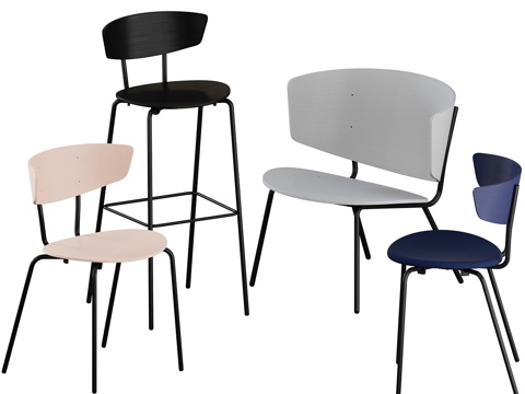  Ferm Living赫曼系列座椅+吧凳+休闲椅3d模型 