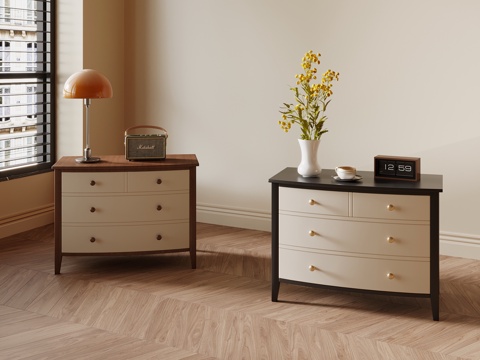 法式中古风床头柜 边柜su模型