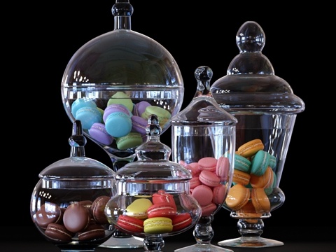  CYS玻璃糖果自助罐与马卡龙3d模型 