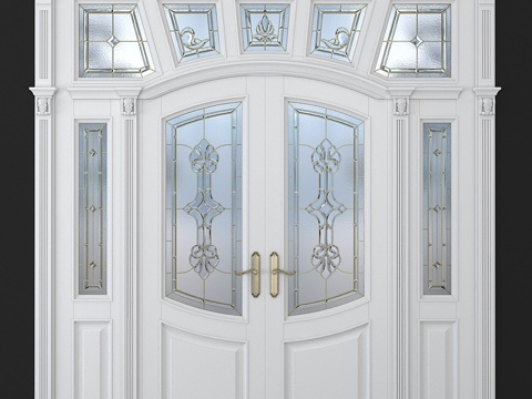  彩绘玻璃门3d模型 