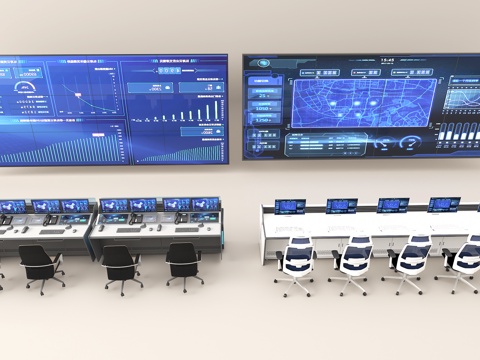  操作台 控制室 指挥室 监控室3d模型 