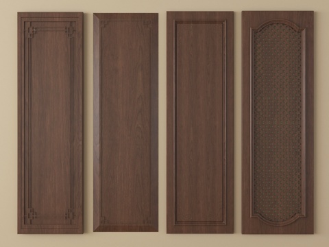  新中式护墙板 门板 柜门板 墙饰板 背景墙su模型 