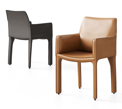  CASSINA 现代餐椅组合 单椅 休闲椅 扶手椅 马鞍皮革3d模型 