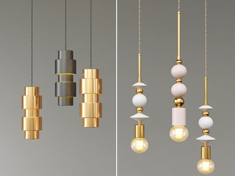  两盏雅致吊灯_13d模型 