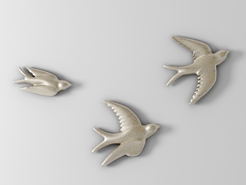  装饰飞鸟花卉锡器3d模型 