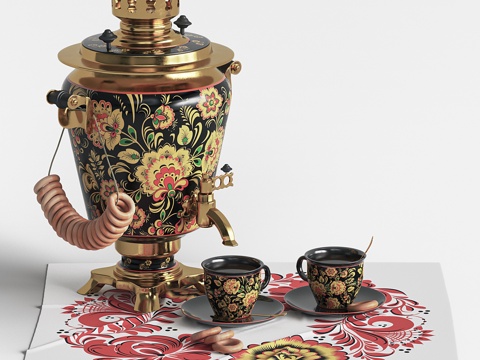  法式复古厨房器具 厨房装饰3d模型 