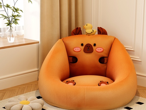  现代蒲团坐垫 榻榻米坐垫 飘窗坐垫 阳台坐墩 儿童懒人沙发3d模型 