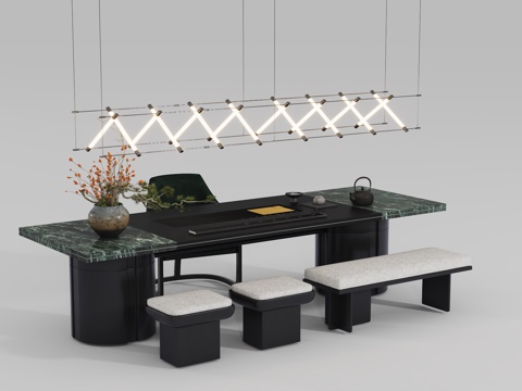  现代茶桌椅组合3d模型 