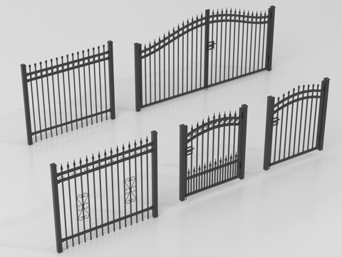 现代铁艺栏杆 护栏 围栏 防护栏 栏杆su模型