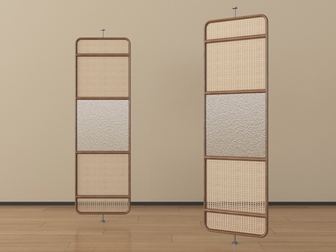  侘寂风屏风隔断3d模型 