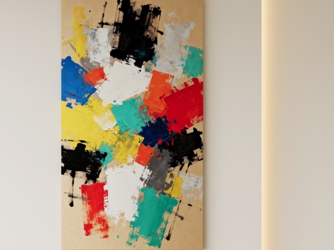  现代抽象油画装饰画su模型 