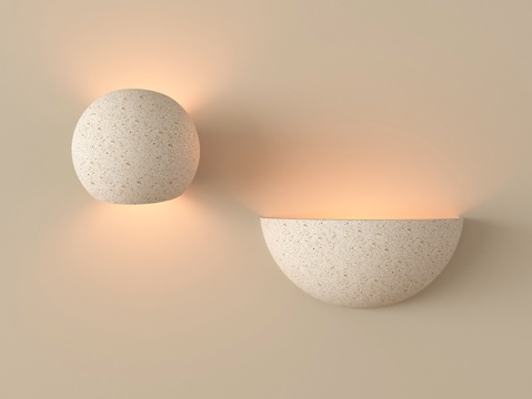 现代侘寂壁灯 极简壁灯 洞石壁灯su模型