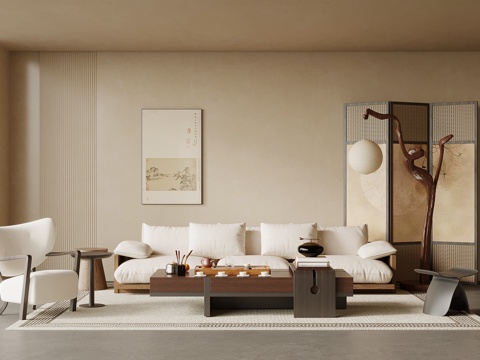 宋式风沙发茶几组合su模型