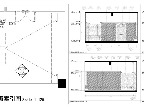影视厅墙面节点 影视厅平立面图 墙面布局 墙面节点cad施工图