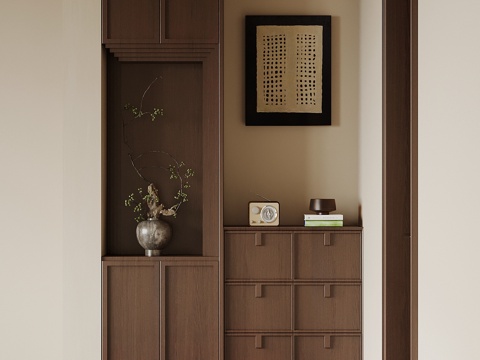 新中式入户玄关su模型