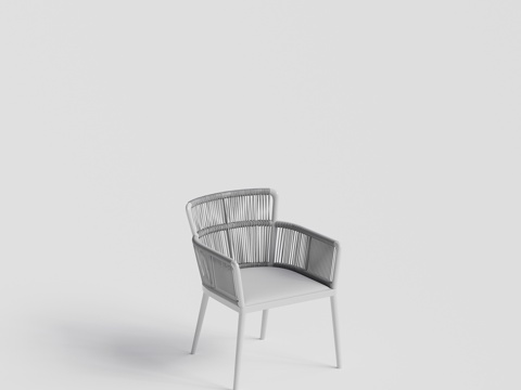 现代庭院花园 单人椅 金属绳编椅 餐椅su模型