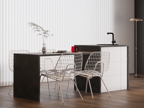 现代简约休闲桌椅 多巴胺桌椅su模型