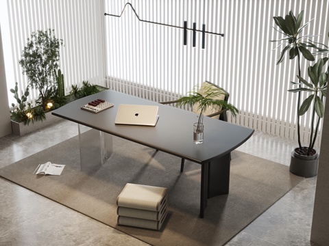 现代简约书桌椅 办公桌椅su模型