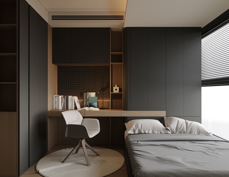 现代榻榻米卧室su模型