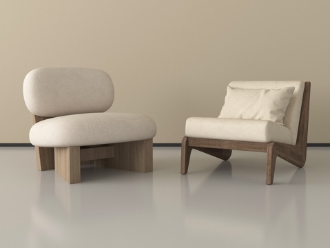 侘寂风沙发椅 休闲椅 布艺沙发su模型