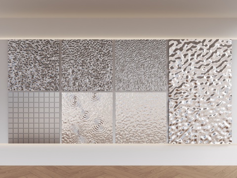  现代水波纹墙饰 水波纹不锈钢背景 不锈钢墙饰挂件 水波纹墙饰3d模型 