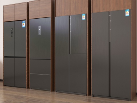 现代嵌入冰箱 双门冰箱 智能冰箱su模型