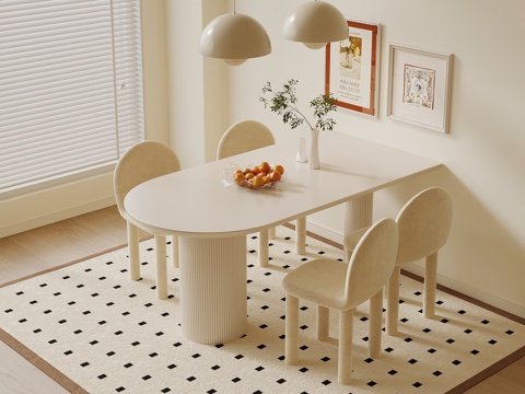 现代奶油风书桌su模型