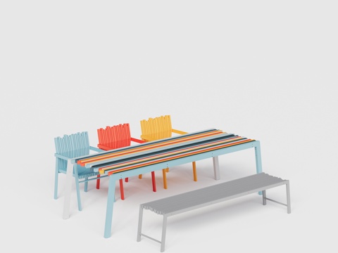 LIVINTWIST 现代户外 庭院花园 网红餐桌椅 餐椅su模型