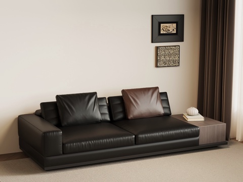  现代意式双人沙发 皮质沙发su模型 