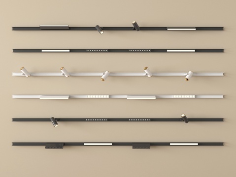  现代筒灯射灯 轨道射灯 线形射灯3d模型 