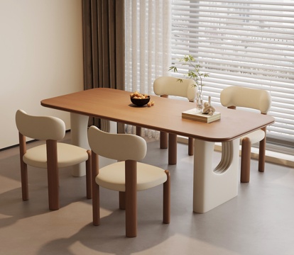 现代奶油餐桌椅su模型