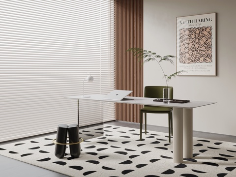 现代简约书桌椅 办公桌椅su模型