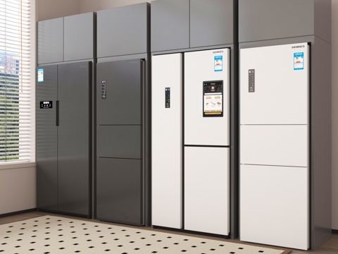 现代嵌入冰箱 双门冰箱 智能冰箱su模型