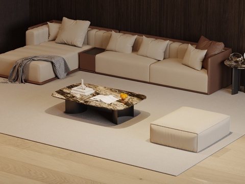  现代沙发茶几组合3d模型 