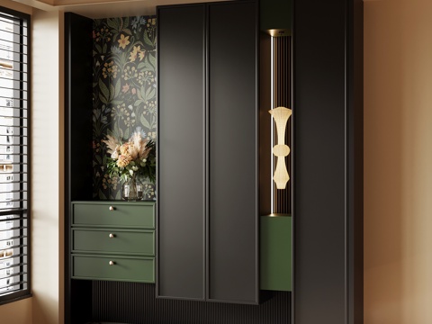 法式复古鞋柜 玄关柜su模型