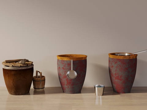  水缸 水桶3d模型 