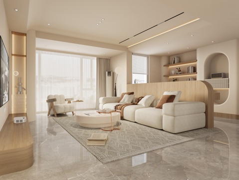 轻奢奶油风大平层 样板间 最新全套施工图 效果图合集cad施工图